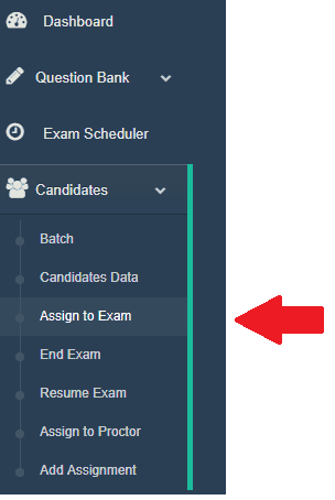 Online Exam Scheduling Menu option