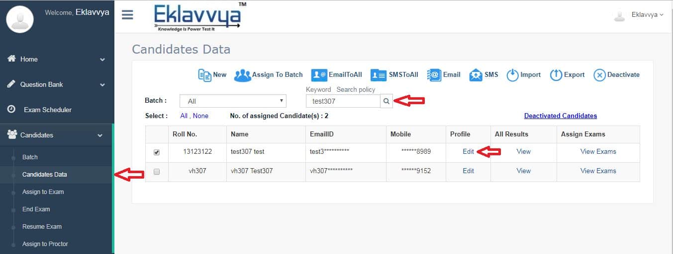 edit candidate profile for reset password