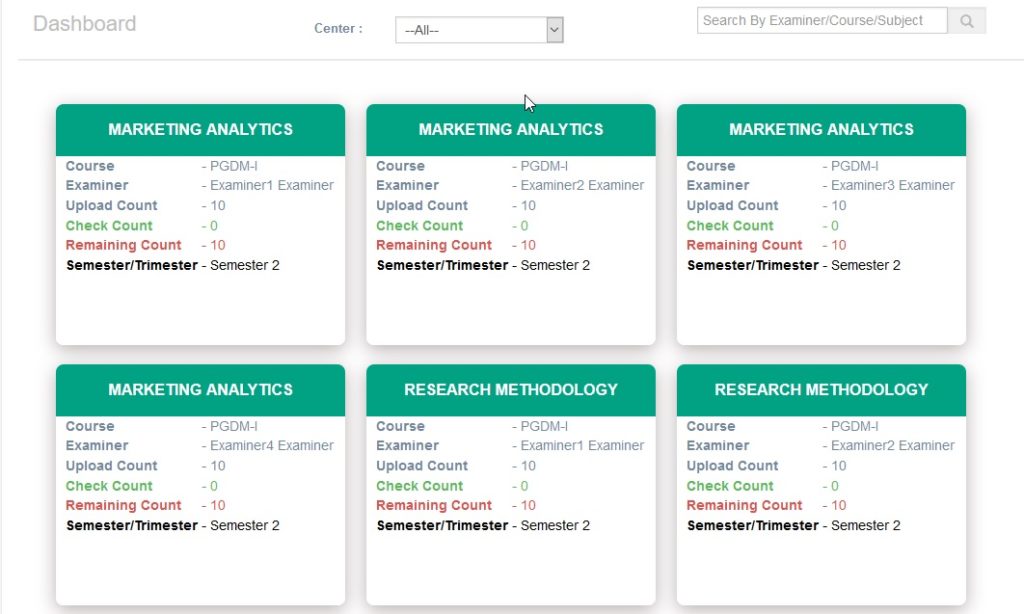 Admin Dashboard for Onscreen Evaluation Process