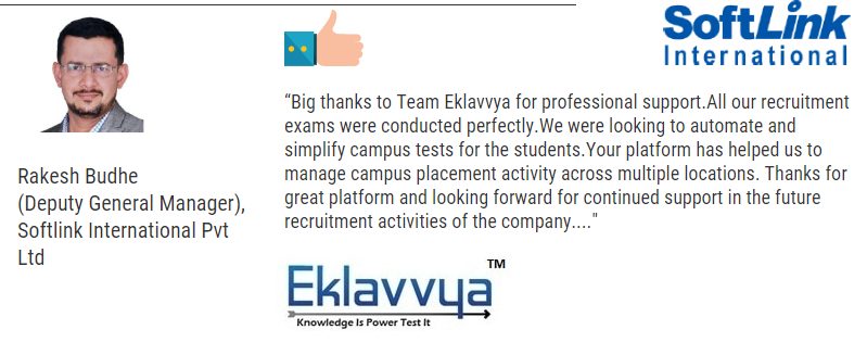 Eklavvya Testimonial and feedback about Online exams for recruitment