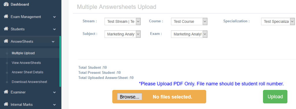 Exam Paper Upload for online paper checking system