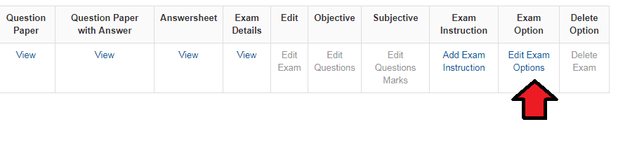 Edit Online Exam Options