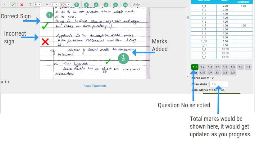 Answersheet with Annotations added