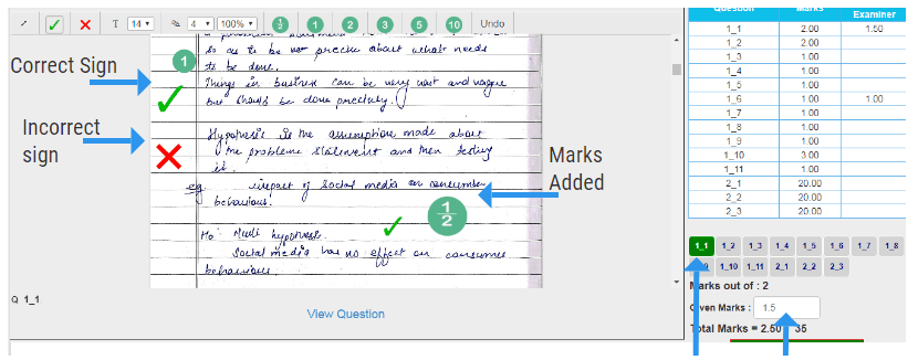 Answer sheet with Annotations added