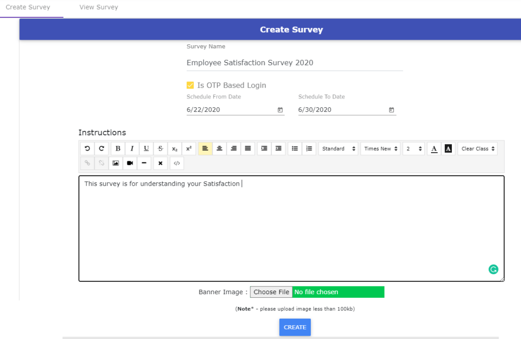 Create Online Survey Step1