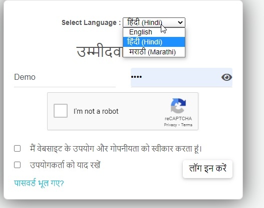 multi lingual user interface during online exam