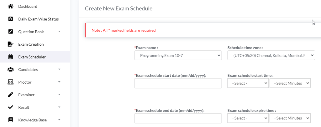 Coding Assessment Scheduling online exam