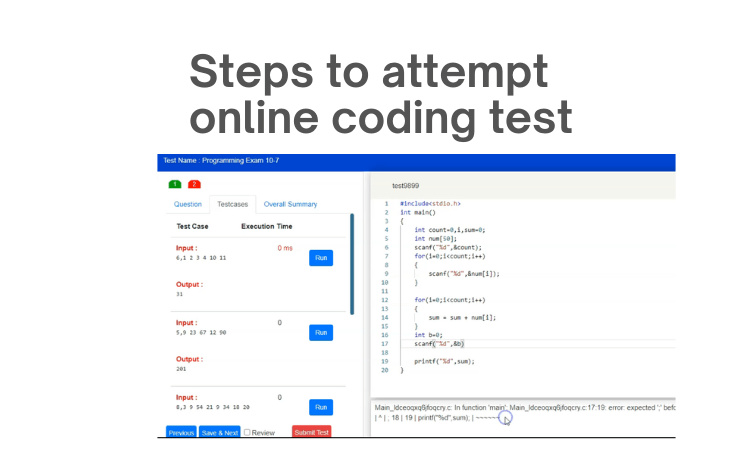 Steps to attempt online coding test