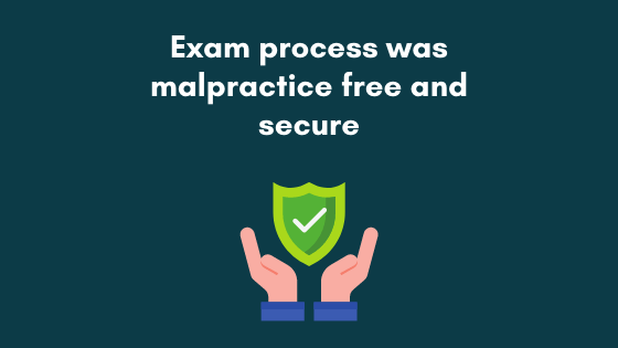 Exam process was malpractice free and secure