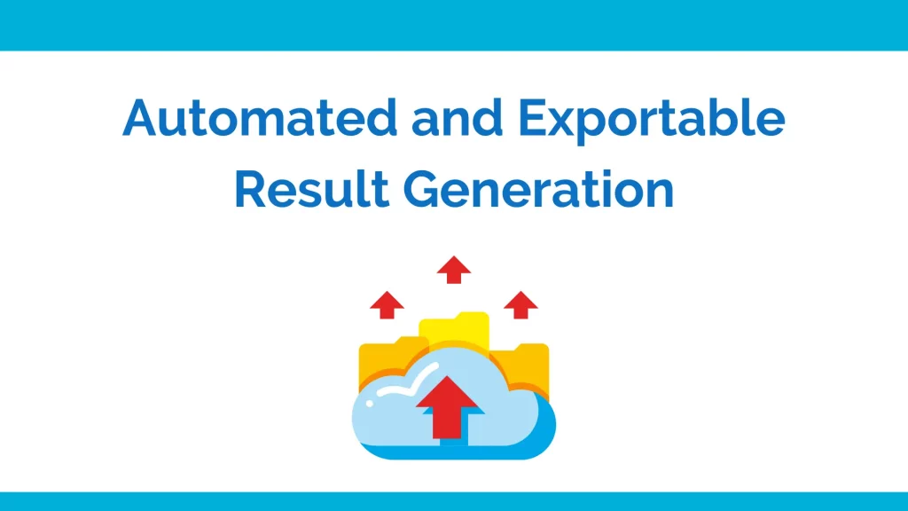 Automated and exportable result generation using online exam technology