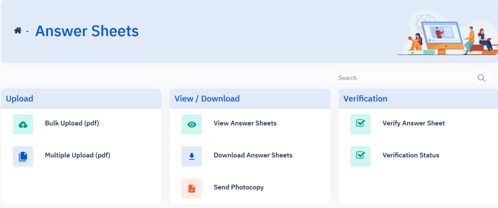 Scanned answer sheet management- onscreen marking
